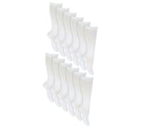 12 Paar Multipack Mädchen Kniestrümpfe | Atmungsaktive lange Baumwolle Schule Socken | Farbe Option - Grau, Schwarz, Weiß, Blau - Weiß 12-13A / 152-158cm