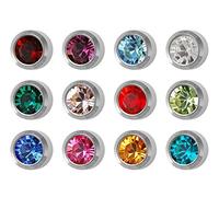 12 Paar Studex Birthstones Mini 2mm Edelstahl Lünette Einstellung Ohr Piercing Ohrstecker