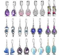 12 Paar Tropfen-Kristall-Ohrhänger für Frauen und Mädchen, Schmuckset mit Zirkonia, als Weihnachtsgeschenk