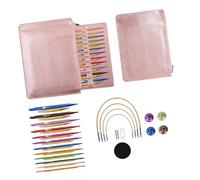 12 Paar tunesische Häkelnadel Set aus Aluminiumlegierung mit Rundstricknadel 3, 0 mm-10 mm und Etui für Webprojekte, austauschbares Rundstricknadel Set mit Etui