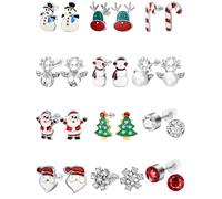 12 Paar Weihnachten Tropfen Legierung, Baumeln Ohrring Ohrstecker Set Weihnachten Ohrringe (Stil Set 3)