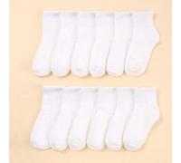 12 Paar weiße Kinder-Knöchelsocken, geeignet für den täglichen Gebrauch, für Jungen und Mädchen, auch geeignet für Schule und Sport