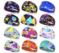 12 Pcs 80er 90er Jahre Stirnbänder Memphis Schweißbänder Schals für Männer Frauen Neon Athletische Schweißband Stirnbänder Elastisches Haarband für Reise Party Wandern Radfahren Laufen (Farbe #1)