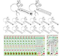 12 Set Kleeblatt Schlüsselanhänger Glücksbringer und Grußkarten Geschenk Viel Glück Prüfung Abitur Aufmunterung Geschenke Abschiedsgeschenke Kleine Geschenke für Kollegen Schüler Silvester Weihnachten