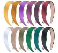 12 Stück 3cm Satin Haarreifen DIY Stirnbänder für Frauen Mädchen 12