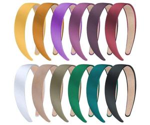 12 Stück 3cm Satin Haarreifen DIY Stirnbänder für Frauen Mädchen 12