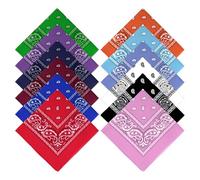 12 Stück Bandana, 12 Farben Halstuch, Kopftuch Rot, Headwear Haar Schal für Damen Herren Modekoordinate, Tanzen, Biker, Sport, Outdoor (54 x 54 cm)