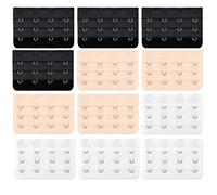 12 Stück BH Verlängerung 4 Haken BH Erweiterung 4 Haken BH Verlängerung Schwarz Beige Weiß 3 Farben BH Verschluss Verlängerung BH-Verlängerungen BH-Verlängerer Set für Damen Frauen Mädchen