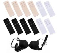 12 Stück Damen BH-Verlängerer 2 Haken 3 Reihen,BH Verlängerung,BH Verlängerung 2 haken,Stretch Unterwäsche Verlängerungsschnalle,Schwangerschafts Zubehör,Nylon,Hautfreundlich,Schwarz/Weiß/Hautton