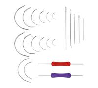 12 Stück Gebogene Nadeln, 2 Stück Doppelköpfige Häkelnadeln, 7 Stück Multifunktionsnadeln, Nähnadelsets, Ledernadelsets, Gebogene Nähnadeln