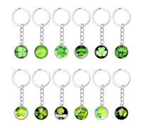 12 Stück Glücksbringer Kleeblatt Schlüsselanhänger, Glücksklee Taschenanhänger Kleine Vierblättriges Kleeblatt Anhänger Kinder Mann Frau, Viel Glück Geschenke für Silvester, Einzug, Neuer Job