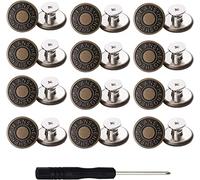 12 Stück Jeansknöpfe, Ersatzknopf, Jeansknopf, Metallknopf, Druckknopf, abnehmbar und perfekt verstellbar, einziehbarer Knopf, ohne Nähen, Knopfstifte