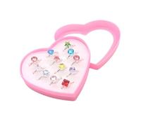 12 Stück Kinderringe Mädchen,Prinzessin Schmuck Set mit Herzbox