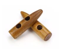 12 Stück Knebelknöpfe braun 60mm Keil braun Knebel, 2 Löcher (6,5mm) Keilform längliche Knöpfe Keilknöpfe zum annähen nähen basteln - Jackenknöpfe Mantelknöpfe