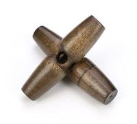 12 Stück Knebelknöpfe dunkles Kaffeebraun 40mm Knebel 1 Loch) länglich zum annähen nähen basteln - Jackenknöpfe Mantelknöpfe