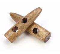 12 Stück Knebelknöpfe helles kaffeebraun 30mm 2 Löcher Keilform längliche Knöpfe Keilknöpfe zum annähen nähen basteln - Jackenknöpfe Mantelknöpfe