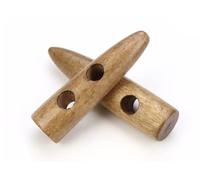 12 Stück Knebelknöpfe helles kaffeebraun 50mm Keil braun Knebel, 2 Löcher (6,5mm) Keilform längliche Knöpfe Keilknöpfe zum annähen nähen basteln - Jackenknöpfe Mantelknöpfe