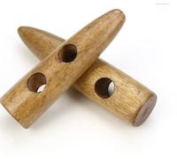 12 Stück Knebelknöpfe kaffeebraun 40mm 2 Löcher Keilform längliche Knöpfe Keilknöpfe zum annähen nähen basteln - Jackenknöpfe Mantelknöpfe