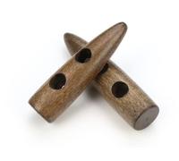 12 Stück Knebelknöpfe kaffeebraun 60mm 2 Löcher Keilform längliche Knöpfe Keilknöpfe zum annähen nähen basteln - Jackenknöpfe Mantelknöpfe