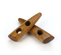 12 Stück Knebelknöpfe mittelbraun 60mm Keil braun dunkelbraun Knebel, 2 Löcher (6,5mm) Keilform längliche Knöpfe Keilknöpfe zum annähen nähen basteln - Jackenknöpfe Mantelknöpfe abgeschrägtes Ende