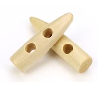 12 Stück Knebelknöpfe natur 30mm Keil Knebel 2 Löcher länglich Knöpfe Keilknöpfe zum annähen nähen basteln - Jackenknöpfe Mantelknöpfe