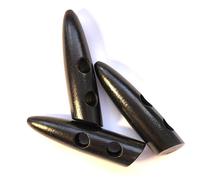 12 Stück Knebelknöpfe schwarz 60mm Keil Knebel 2 Löcher länglich Knöpfe Keilknöpfe zum annähen nähen basteln - Jackenknöpfe Mantelknöpfe