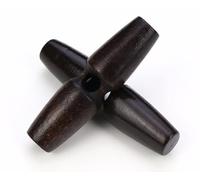 12 Stück Knebelknöpfe schwarzbraun 30mm Knebel 1 Loch länglich Knöpfe Keilknöpfe zum annähen nähen basteln - Jackenknöpfe Mantelknöpfe