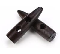 12 Stück Knebelknöpfe schwarzbraun 50mm Keil Knebel 2 Löcher länglich Knöpfe Keilknöpfe zum annähen nähen basteln - Jackenknöpfe Mantelknöpfe