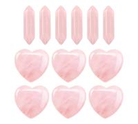 12 Stück Kristallsteine, herzförmige Kristallsteine, doppelspitzige sechseckige Kristallsteine, Rosenquarz, Edelsteindekoration, DIY-Bastelarbeiten