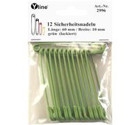 12 Stück Maxi Sicherheitsnadeln 60 mm, groß, grün (lackiert/matt), Nadel Nadeln, 2996