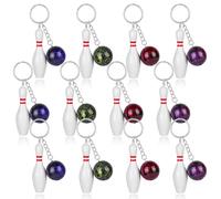 12 Stück Mini Bowling Schlüsselanhänger - Bowlingkugel Bowlingnadel Schlüsselbund Simulation Dekoration, Mitgebsel Bowling Pin Schlüsselanhänger Schlüssel Pins Schlüsselhalter Team Giveaways Sports