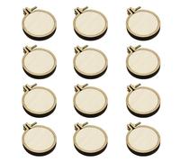 12 Stück Mini-Holzreifen, gestanzt für Kreuzstich, runder Stickrahmen, Kreuzstich, Kunsthandwerk, Bastelwerkzeug (3,5 cm × 3 cm, Außenmaß)