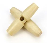 12 Stück ovaler Holzknopf natur 40mm, 1 Loch, Holzknöpfe Knebel, Mantellknöpfe, längliche Knöpfe zum annähen, aufnähen, Bastelknöpfe