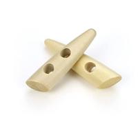 12 Stück ovaler Holzknopf natur 60mm, 2 Löcher á 6,5mm, Holzknöpfe Knebel, Mantellknöpfe, längliche Knöpfe zum annähen, aufnähen, Bastelknöpfe abgeschrägtes Ende