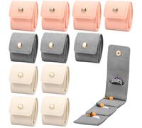 12 Stück Schmuck Organizer,Mini PU Leder Schmucketuis,Faltbar Schmuckrollen,Tragbare Reise Schmuckaufbewahrung mit Metallschnalle, für Ohrringe,Ringe,Halsketten und Anhänger(Farbmischung,12PCS)