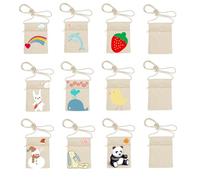 12 Stück Stoffbeutel zum Bemalen für Kinder, Stofftaschen zum Bemalen 18 x 12 cm Beutel zum Bemalen, Kleine Schultertaschen aus Stoff für Kinder Brustbeutel für Party, Schule, Geschenk