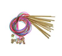 12 Stück Tunesische Häkelnadeln aus Holz mit Kabel 3, 0 mm-10 mm Rundstricknadel für die Herstellung von Deckenteppichen Bunte Rundstricknadeln