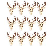 12 Stück zarte Hirschkopf-Aufnäher, bestickte niedliche ästhetische Hirsch-Stickerei-Aufnäher zum Aufbügeln, Aufnähen, individuelle Rucksack-Aufnäher für DIY-Kleidung