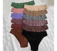 12 Stücke nahtlose gestrickte String Höschen für Damen, Mehrfarbig