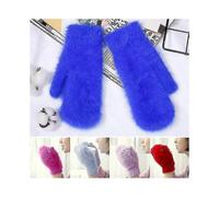 (12) Winterwarme Kaninchenfellhandschuhe für Damen, dicke Wollhandschuhe, fingerlos, Winterhandschuhe