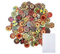 120 Stück runde Holzknöpfe plus 1 Tasche, bunte Vintage-Knöpfe, gemischte Knöpfe zum Nähen und Dekorieren (15 mm, 20 mm)