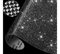 12000 Stück Bling Bling Strass Blatt Strasssteine Aufkleber DIY Auto Dekoration Aufkleber Selbstklebende Glitzer Strass Kristall Gem Aufkleber für Auto Dekoration, 9,4 x 7,9 Zoll (Schwarz)
