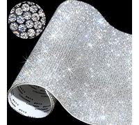 12000 Stücke Bling Bling Kristall Strass Aufkleber DIY Auto Dekoration Aufkleber Selbstklebende Glitzer Strass Kristall Edelstein Aufkleber für Auto, 9,4 x 7,9 Zoll(Klar)
