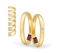 123traumringe Eheringe Gelbgold 333 Oberfläche poliert - Damen-Ring mit Brillant & Herren-Ring | Trauringe & Partnerringe für Hochzeit, Verlobung & Jahrestag | Klassische Goldringe Made in Germany