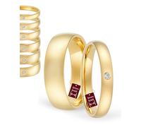 123traumringe Eheringe Gelbgold 333 Oberfläche poliert - Damen-Ring mit Brillant & Herren-Ring | Trauringe & Partnerringe für Hochzeit, Verlobung & Jahrestag | Klassische Goldringe Made in Germany