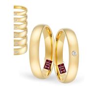 123traumringe Eheringe Gelbgold 333 Oberfläche poliert - Damen-Ring mit Brillant & Herren-Ring | Trauringe & Partnerringe für Hochzeit, Verlobung & Jahrestag | Klassische Goldringe Made in Germany