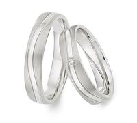 123traumringe Eheringe in 925 Silber I Partnerringe mit Etui & Gravur I Damenring mit 1 Zirkonia I Wählbare Ringgröße 50-70 mm I Verlobungsringe in 4,5 mm Breite & 1,7 mm Stärke I S85