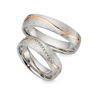 123traumringe Eheringe Paar in 925 Silber I Partnerringe mit Etui & Gravur I Damenring mit Zirkonia I Ringgröße 50-62/56-72 I Hochwertige Verlobungsringe in 5 mm Breite & 1,5 mm Stärke I P40