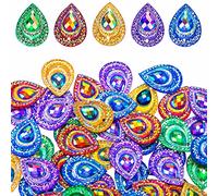 125 Stück 13 x 18 mm AB-Farbe, Wassertropfen-Strass-Knöpfe für Kostüm, Kunstharz, gemischte Farben, Diamant-Kristall, Glitzer, Dekor, flache Rückseite, Strasssteine, Knöpfe für Bastelarbeiten,