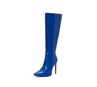 12CM/4.72IN Nachtclub Sexy Lackleder Overknee-Stiefel Stiletto Spitzschuh Super High Heel Bright Leather Large Size Schuhe